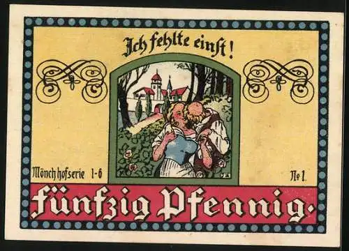 Notgeld Manebach 1921, 50 Pfennig, Teilansicht vom Elgersburger Wege aus