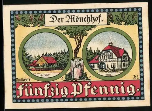 Notgeld Manebach 1921, 50 Pfennig, Der Mönchhof einst und jetzt