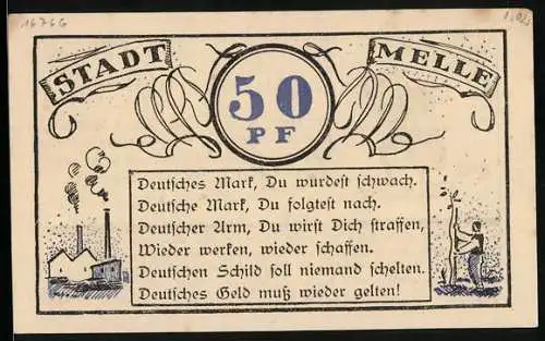 Notgeld Melle1921, 50 Pfennig, Des Teufels Erfindung