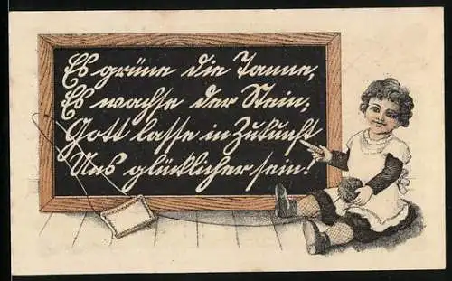 Notgeld Lehesten 1920, 25 Pfennig, Tannenbaum, Kind mit Tafel