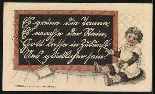 Notgeld Lehesten 1920, 50 Pfennig, Lehesten, Bismarckturm auf dem Wetzstein, Kind an der Tafel