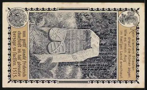 Notgeld Lehesten /Thüringerwald 1921, 50 Pfennig, Ortsansicht, Wegstein Herzog zu Sachsen