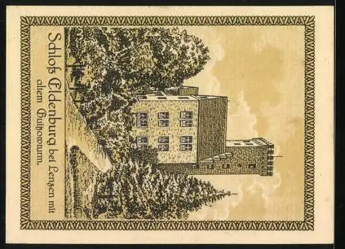 Notgeld Lenzen /Elbe, 75 Pfennig, Schloss Eldenburg, Stadtwappen