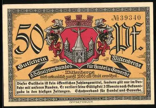Notgeld Wittenberg, 50 Pfennig, Blick auf das Rathaus