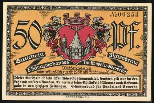 Notgeld Wittenberg, 50 Pfennig, Springbrunnen an der neuen Bürgerschule