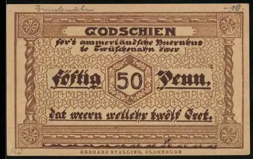 Notgeld Ammerland, 50 Pfennig, Ein alter Bauernhof