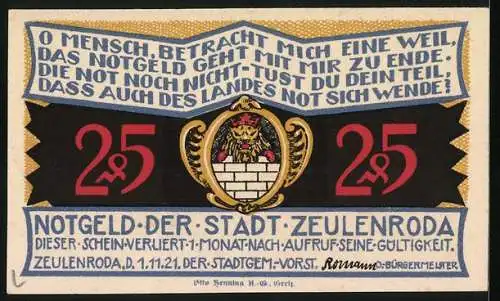 Notgeld Zeulenroda 1921, 25 Pfennig, Das Viadukt