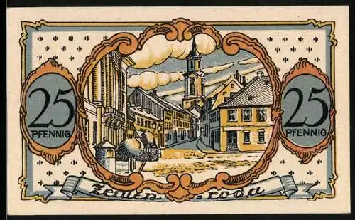 Notgeld Zeulenroda 1921, 25 Pfennig, Ortspartie im Winter