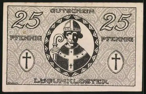 Notgeld Lügumkloster 1920, 25 Pfennig, Bischofskonterfei