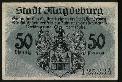 Notgeld Magdeburg 1918, 50 Pfennig, Das Wappen