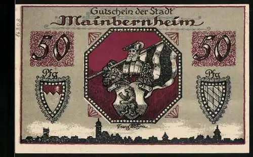 Notgeld Mainbernheim 1920, 50 Pfennig, Blick durch das Tor