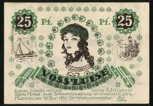 Notgeld Malente-Gremsmühlen 1920, 25 Pfennig, Blick über den Kellersee