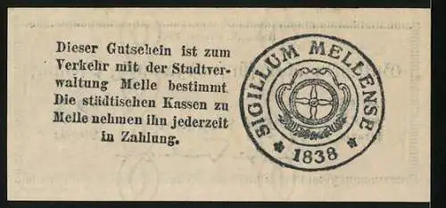 Notgeld Melle 1918, 25 Pfennig, Rathaus im Hintergrund