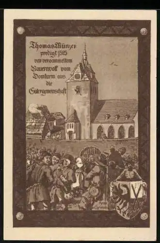 Notgeld Allstedt 1921, 25 Pfennig, Thomas Münzer predigt