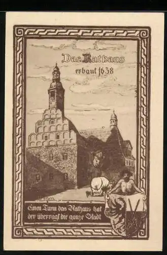 Notgeld Allstedt 1921, 25 Pfennig, Rathaus, Statue Friedrich I.