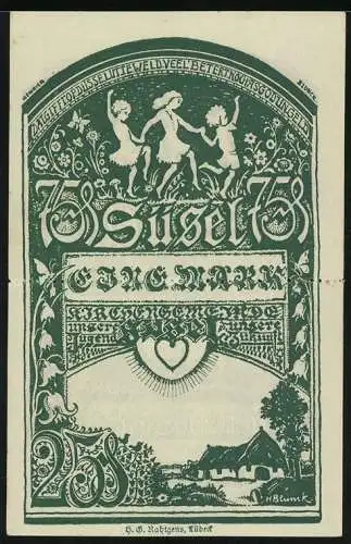 Notgeld Süsel 1920, 1 Mark, Tanzende Kinder, Kirche