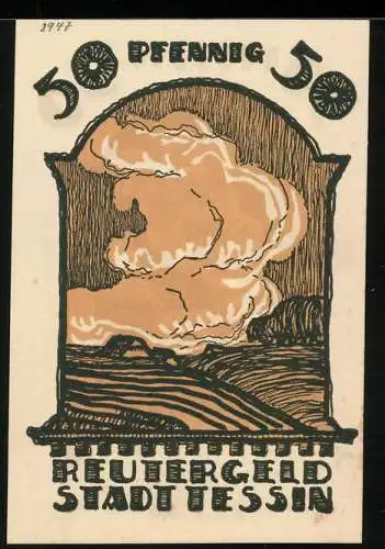 Notgeld Tessin 1922, 50 Pfennig, Feldpartie, Ortspartie