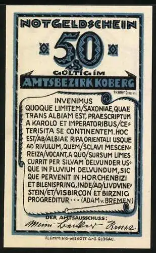 Notgeld Koberg, 25 Pfennig, Grundriss der Silkenburg I