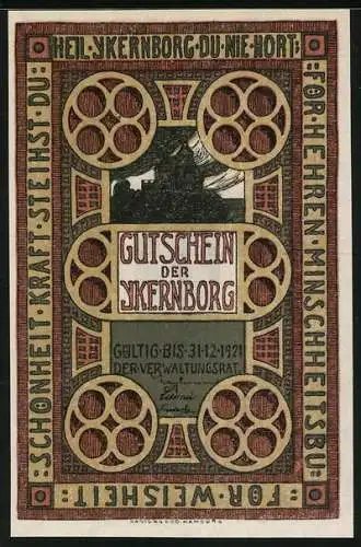 Notgeld Ykernborg 1921, 1 Mark, Burgportal