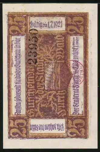 Notgeld Furth i. W. 1921, 25 Pfennig, Ritter zu Pferd