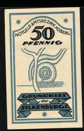 Notgeld Koberg, 50 Pfennig, Grundrisszeichnung der Silkenburg I.