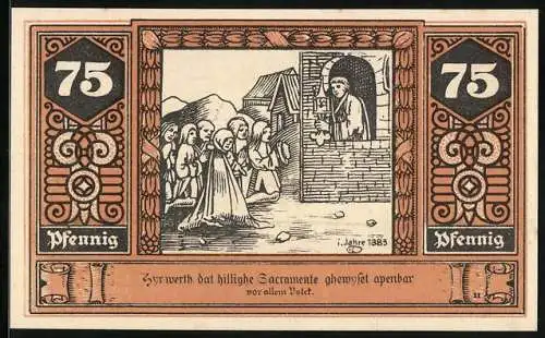 Notgeld Wilsnack 1922, 75 Pfennig, Heiliges Sacrament spricht zum Volk