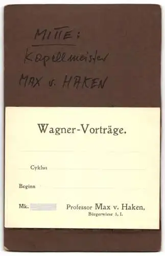 Fotografie Fiehn & Foerster, Dresden, Prof. Max von Haken, Kapellmeister des Mozart-Verein zu Dresden