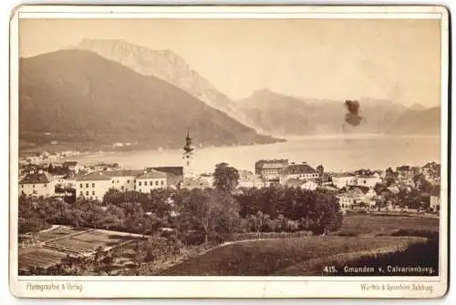 Fotografie Würthle & Spinnhirn, Salzburg, Ansicht Gmunden, Blick nach der Stadt vom Calvarienberg aus gesehen