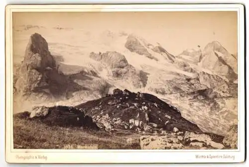 Fotografie Würthle & Spinnhirn, Salzburg, Ansicht Canazei, Blick nach dem Marmolata mit Gletscher