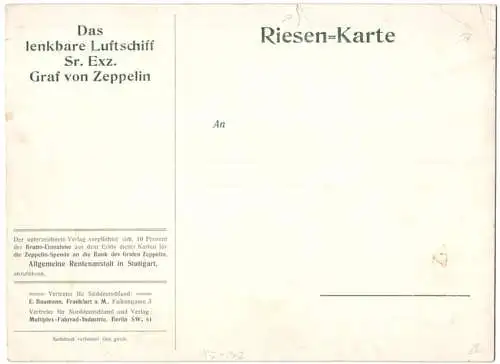 Riesen-AK Echterdingen, Zeppelin - Luftschiff Landung, Portrait Graf Zeppelin, Zeppelin über der Stadt & nach Explosion