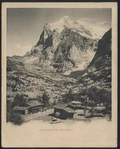 Riesen-AK Grindelwald, Panorama mit Wetterhorn - Bergmassiv