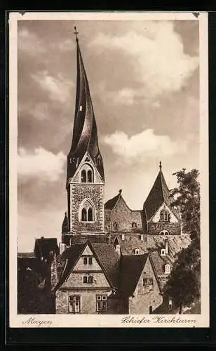 AK Mayen, Blick zum schiefen Kirchturm