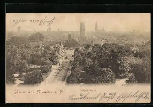 AK Münster i. W., Ortsansicht mit Kirche