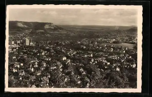 AK Jena, Ortsansicht mit Zeiss- u. Glaswerk