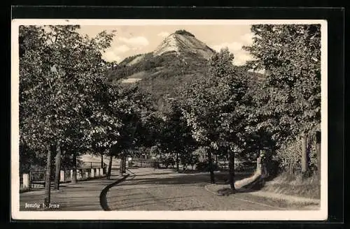AK Jenzig, Strassenpartie mit Blick zum Jenzig