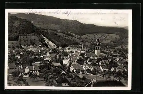 AK Haslach i. K., Ortsansicht mit Kirche
