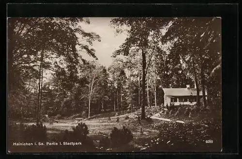 AK Hainichen i. Sa., Partie im Stadtpark