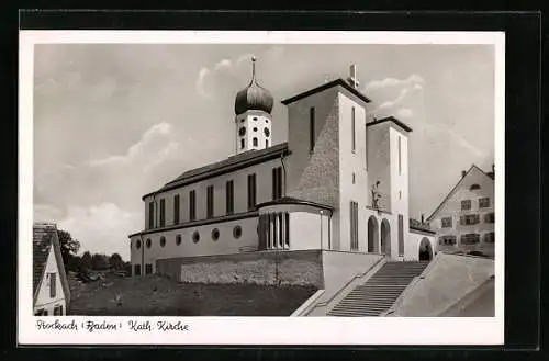 AK Stockach, Kath.Kirche vom Weg aus