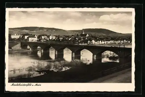 AK Marktheidenfeld a. Main, Ortsansicht mit Brücke