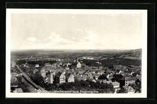 AK Neckarsulm, Ortsansicht mit Kirche vom Flugzeug aus
