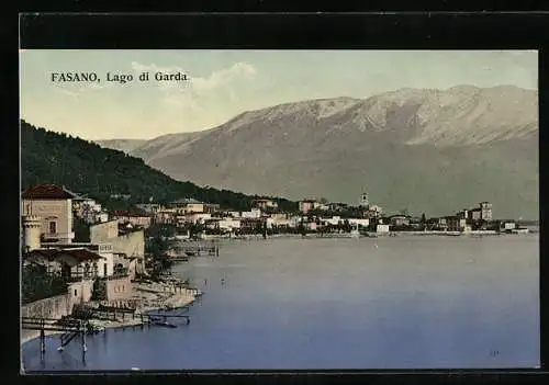 AK Fasano /Lago di Garda, Ortsansicht mit See- und Bergblick