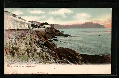AK Nervi, Küstenpartie mit Befestigungsmauer