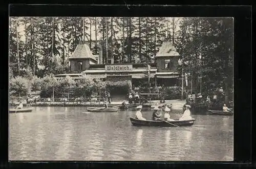 AK Bad Ziegenhals, Gasthaus Waldteich mit Ruderboot, Inh. Josef Kunze