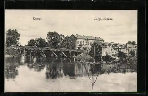 AK Kowel, Flusspartie mit Turja-Brücke und Häusern