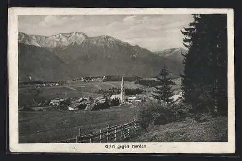 AK Rinn /Tirol, Ortsansicht mit Bergpanorama gegen Norden