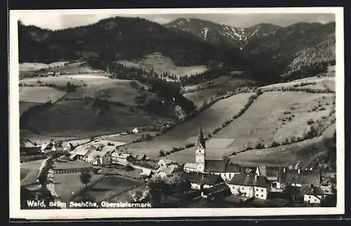 AK Wald /Steiermark, Ortsansicht mit Bergpanorama