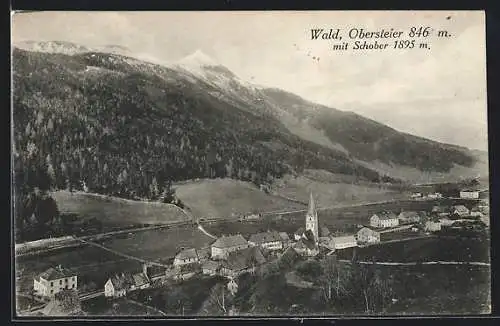 AK Wald, Obersteier, Totalansicht mit Schober von oben
