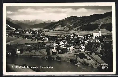 AK St. Michael ob Leoben, Ortsansicht aus der Vogelschau
