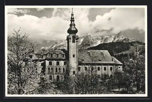 AK Bischofshofen /Salzburg, Missionshaus St. Rupert mit Bergpanorama
