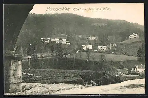 AK Mürzzuschlag, Hotel Lambach und Villen mit Umgebung